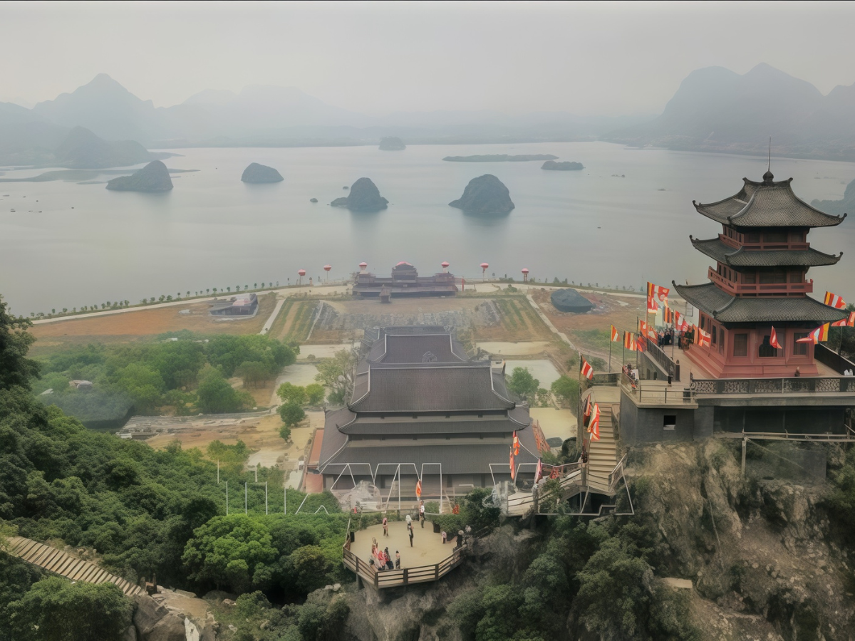 Chùa Ngọc nằm trên đỉnh núi Thất Tinh, là điểm nhấn linh thiêng của quần thể Tam Chúc.