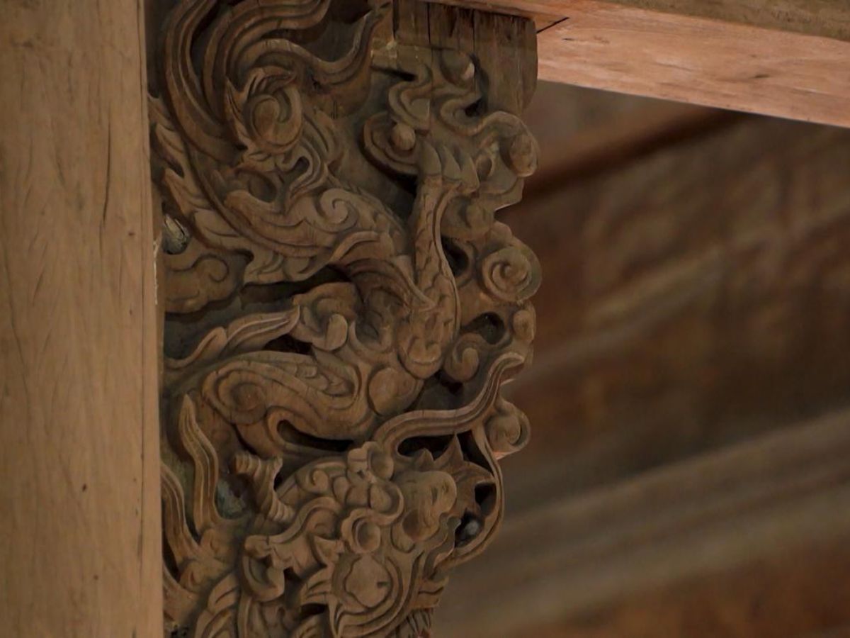 Kiến trúc đình Khinh Dao mang đậm dấu ấn đồng bằng Bắc Bộ.