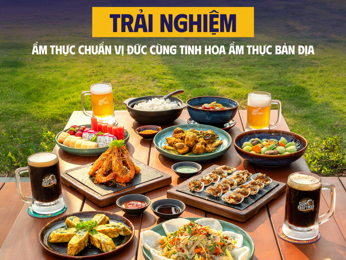 Bên cạnh các món Âu đặc trưng, nhà hàng còn phục vụ nhiều món hải sản địa phương giúp thực khách dễ dàng kết hợp cùng bia Sun KraftBeer.