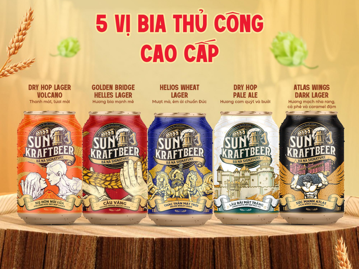 Tại đây, du khách có thể thưởng thức bia thủ công Sun KraftBeer được sản xuất bằng dây chuyền Braukon từ Đức.