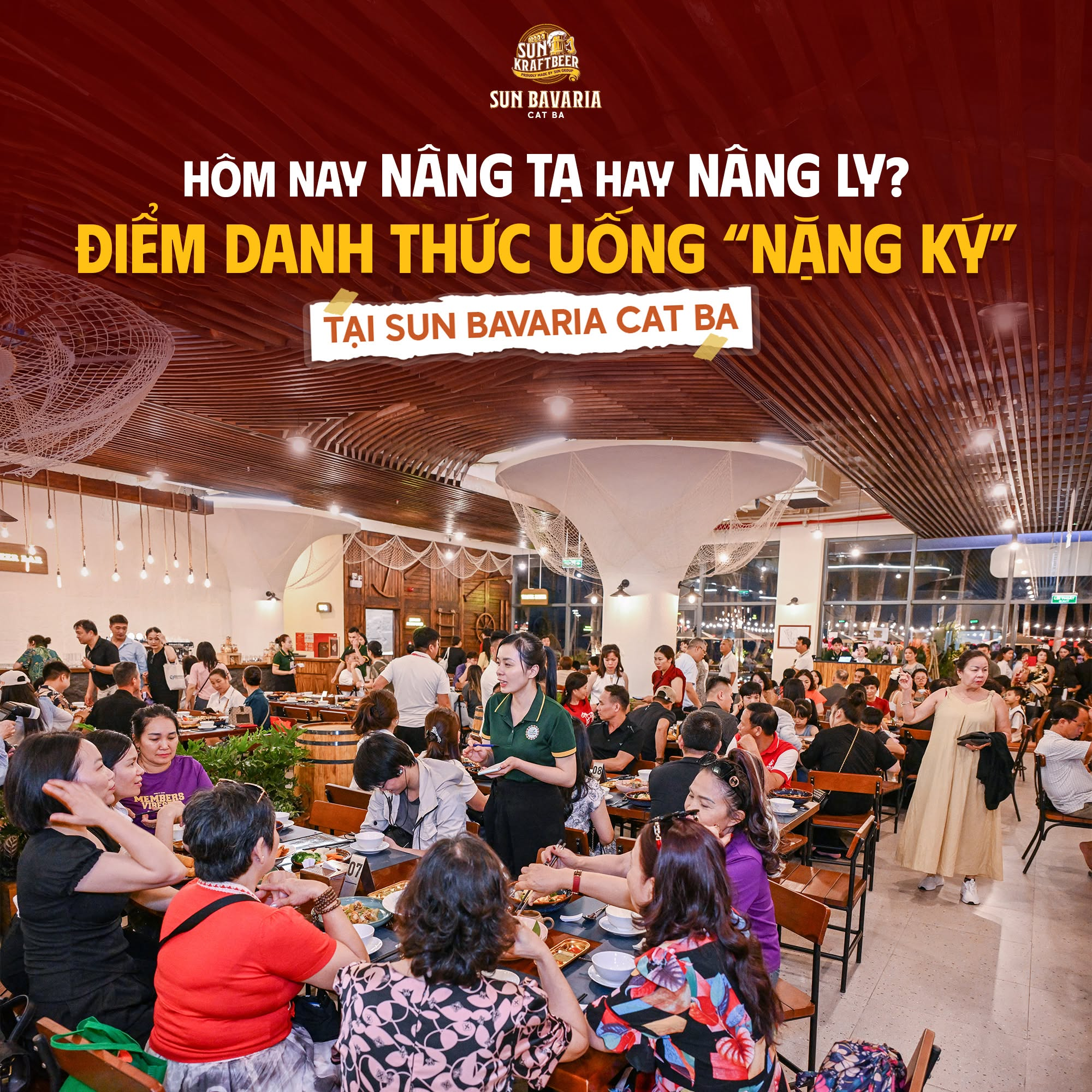 Du khách thưởng thức bữa tối ấm cúng tại nhà hàng Sun Bravia Cat Ba trong không gian nhìn ra mặt vịnh.