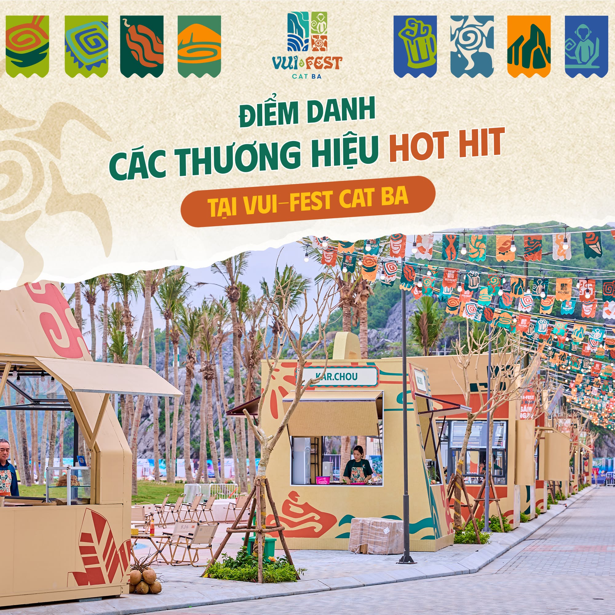 Những gian hàng ẩm thực và đồ lưu niệm rực rỡ sắc màu tại VUI-Fest Cát Bà.