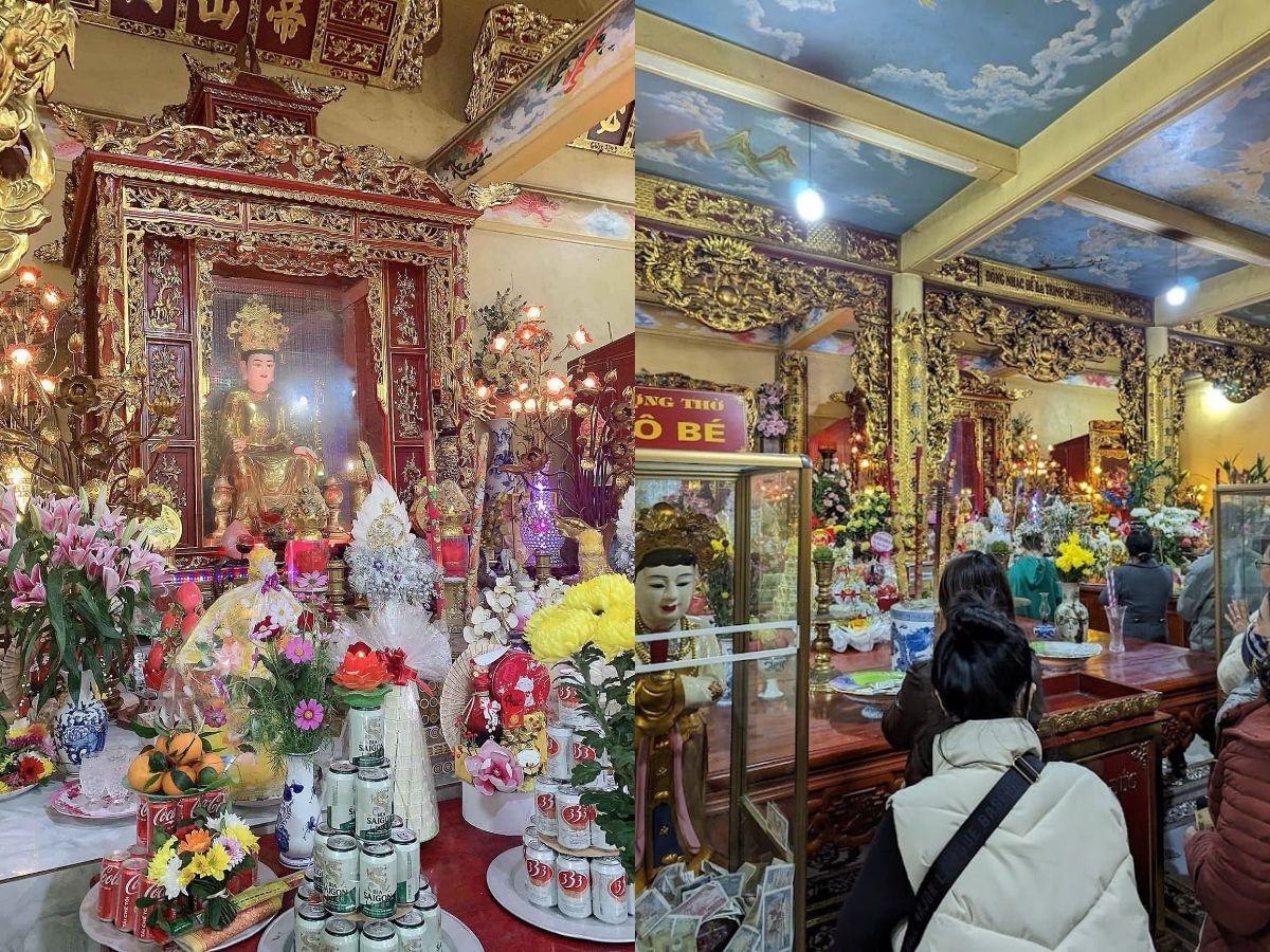 Du khách tham gia dâng hương và các nghi lễ tại đền Bà Đế