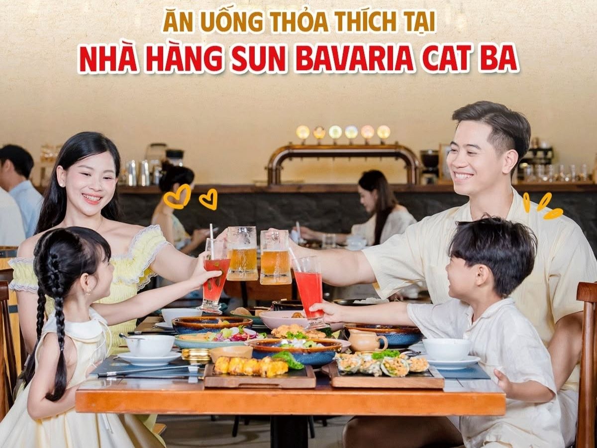 Sun Bavaria Cat Ba có không gian rộng và nhiều lựa chọn ăn uống