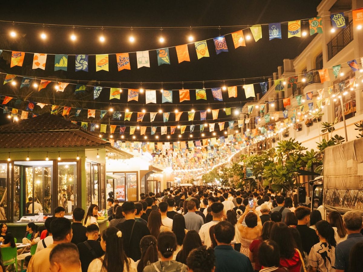 VUI-Fest Cat Ba features live art performances, a night market, food stalls, and a variety of seaside entertainment activities