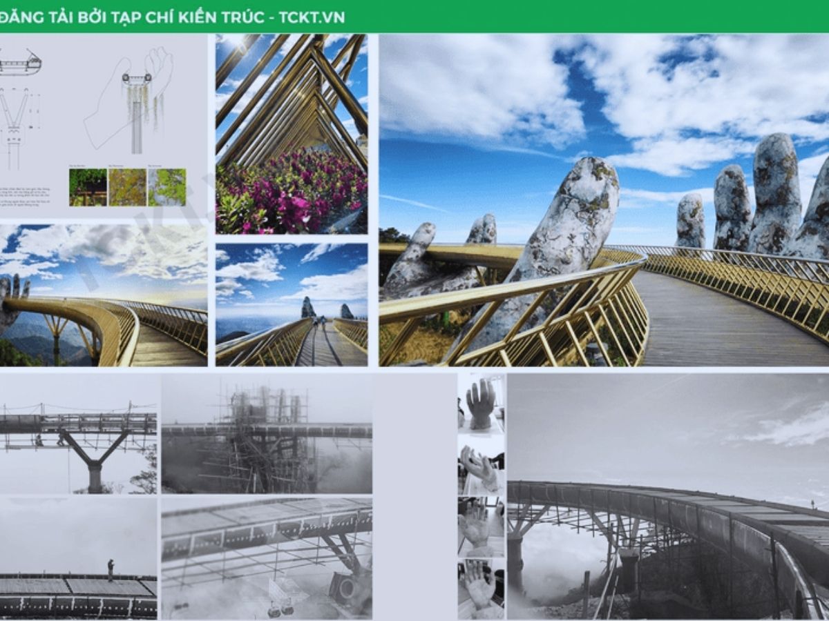 Thiết kế Cầu Vàng thể hiện sự giao thoa giữa yếu tố tâm linh truyền thống và kiến trúc hiện đại