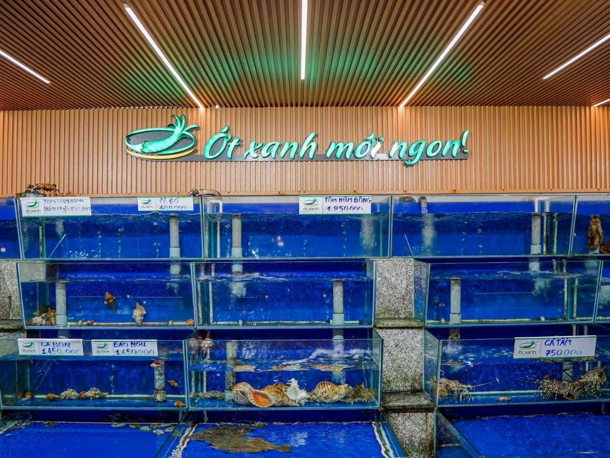 Hệ thống nhà hàng Ớt xanh với nhiều chi nhánh cho phép khách hàng tự tay lựa chọn nguyên liệu tươi