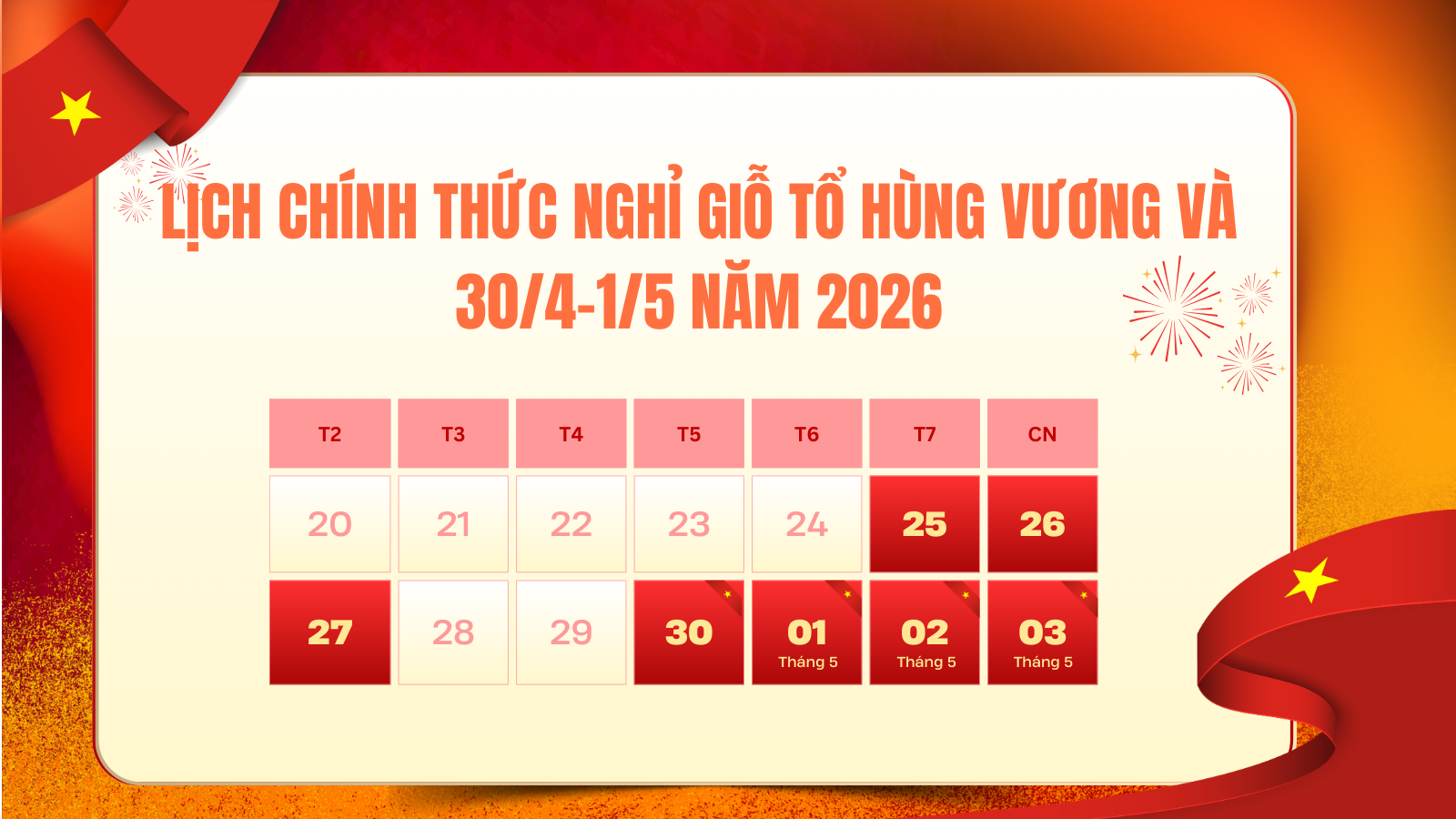 Kỳ nghỉ lễ 30/4 – 1/5 năm 2026 sẽ kéo dài 4 ngày. (Nguồn: Báo Lâm Đồng)