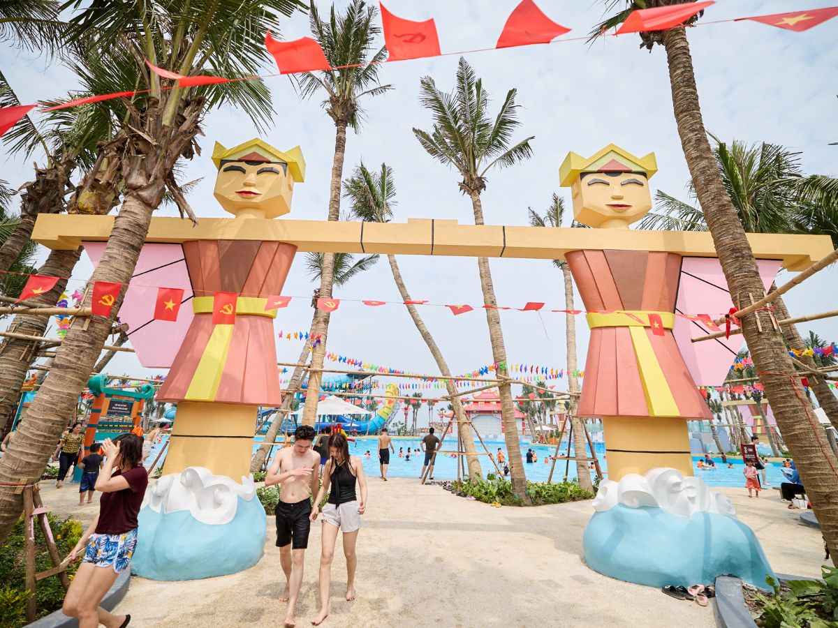 Không gian kiến trúc và cảnh quan của Sun World Ha Nam được lấy cảm hứng chủ đạo từ nghệ thuật múa Rối nước truyền thống và nét văn hóa của vùng Đồng bằng Bắc Bộ. (Nguồn: Sưu tầm)