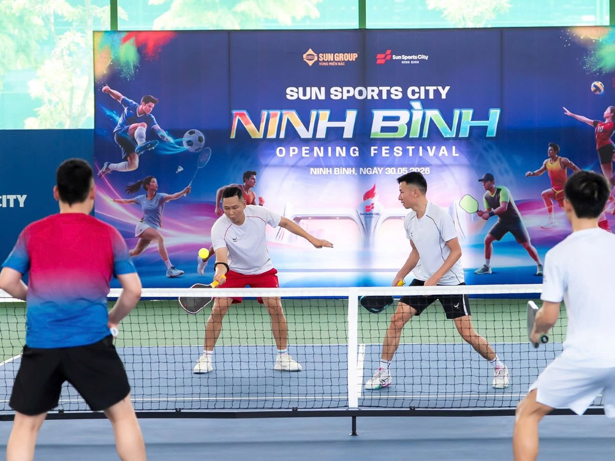 Không khí sôi động trong một trận đấu pickleball tại Sun Sports City Ninh Binh. (Nguồn: Sưu tầm)