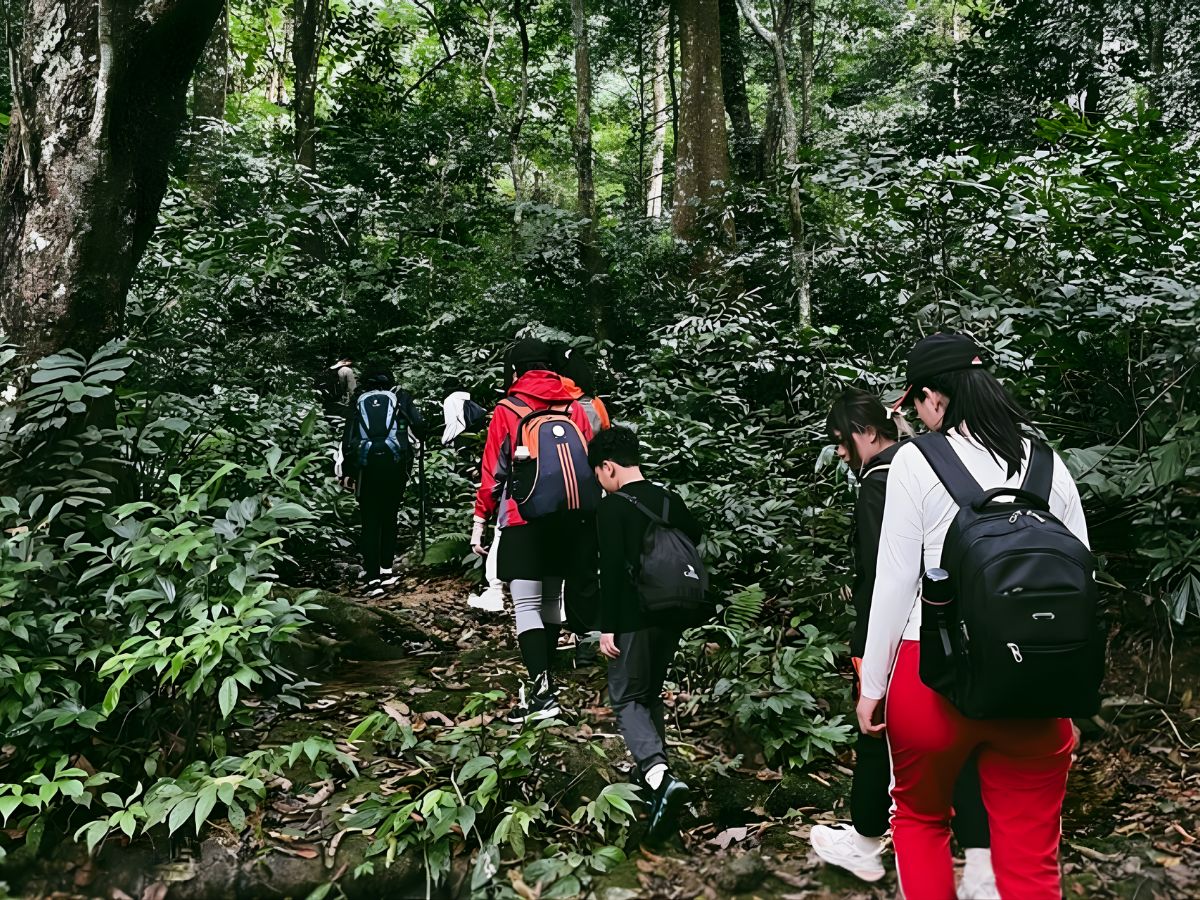 Các trekker thích thú khi trải nghiệm xuyên rừng.