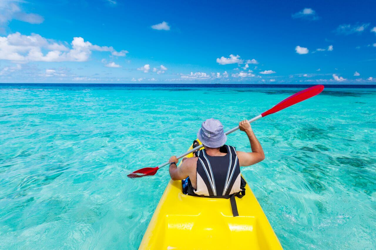 Kayakers glide through calm morning waters along Phu Quoc’s southern coast. (Photo: collected)
