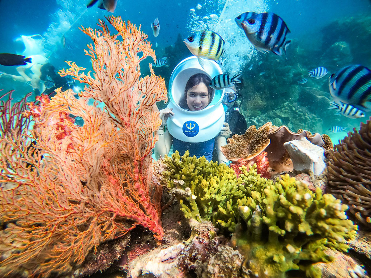 Du khách lặn ngắm san hô tại công viên Namaste Phú Quốc.