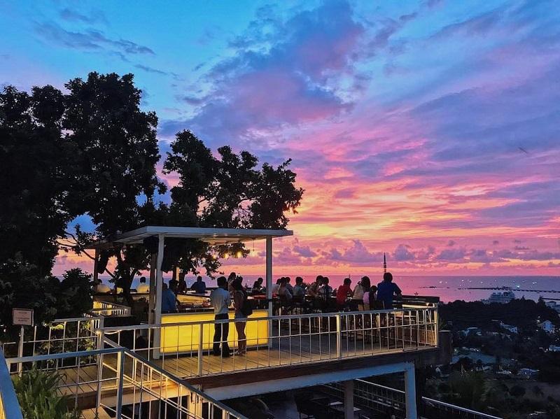Chuon Chuon Bistro & Sky Bar offers sweeping hilltop views, perfect for romantic sunset moments