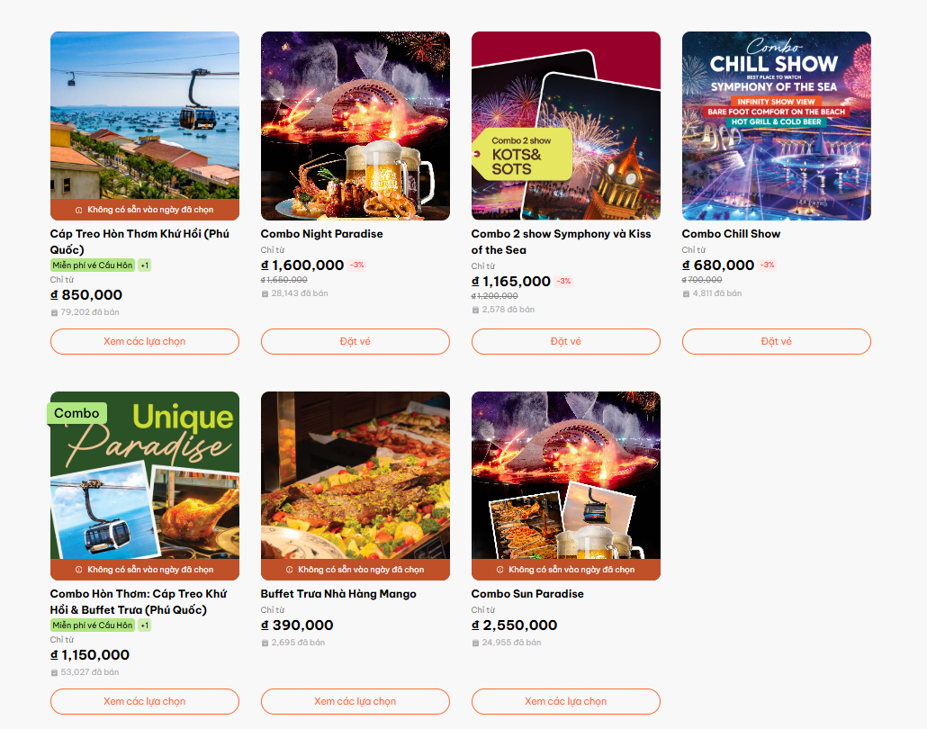 Du khách có thể đặt vé Sun World Hon Thom dễ dàng qua website chính thức của khu du lịch