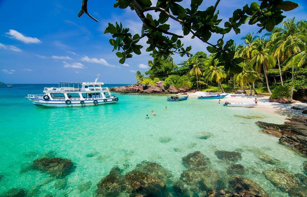 Bãi Vũng Bầu kết hợp dải cát vàng và rừng xanh phía sau, tạo không gian tách biệt. (Ảnh: Sưu tầm)