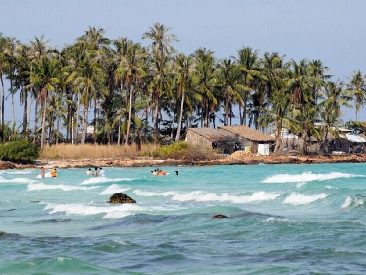 Hàng dừa cổ thụ tạo nên khung cảnh bình yên đặc trưng của Bãi Cây Mến