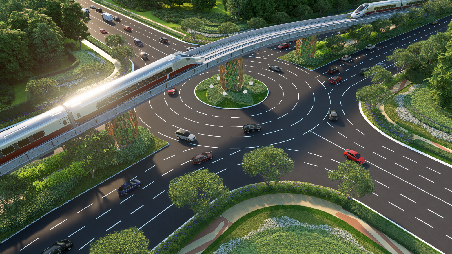 Trục DT975 và tuyến tàu đô thị LRT đảm bảo hành trình dịch chuyển nhanh chóng và chính xác.