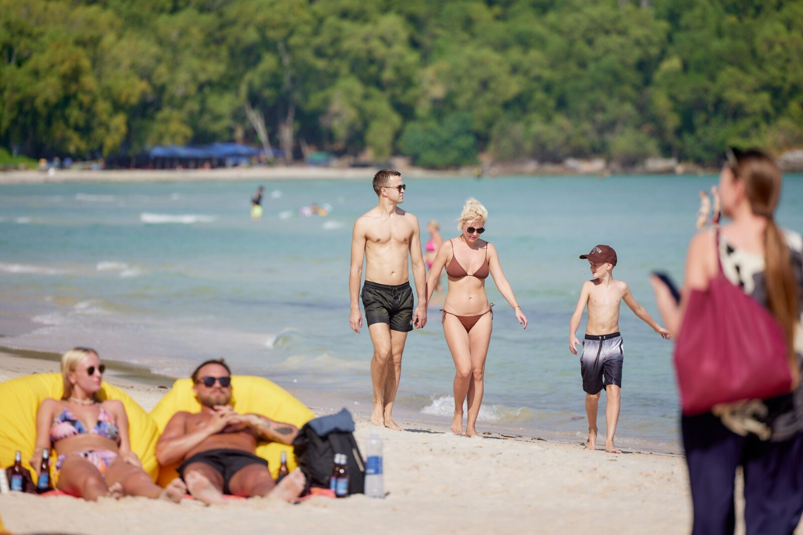 Tourists vacationing at Kem Beach