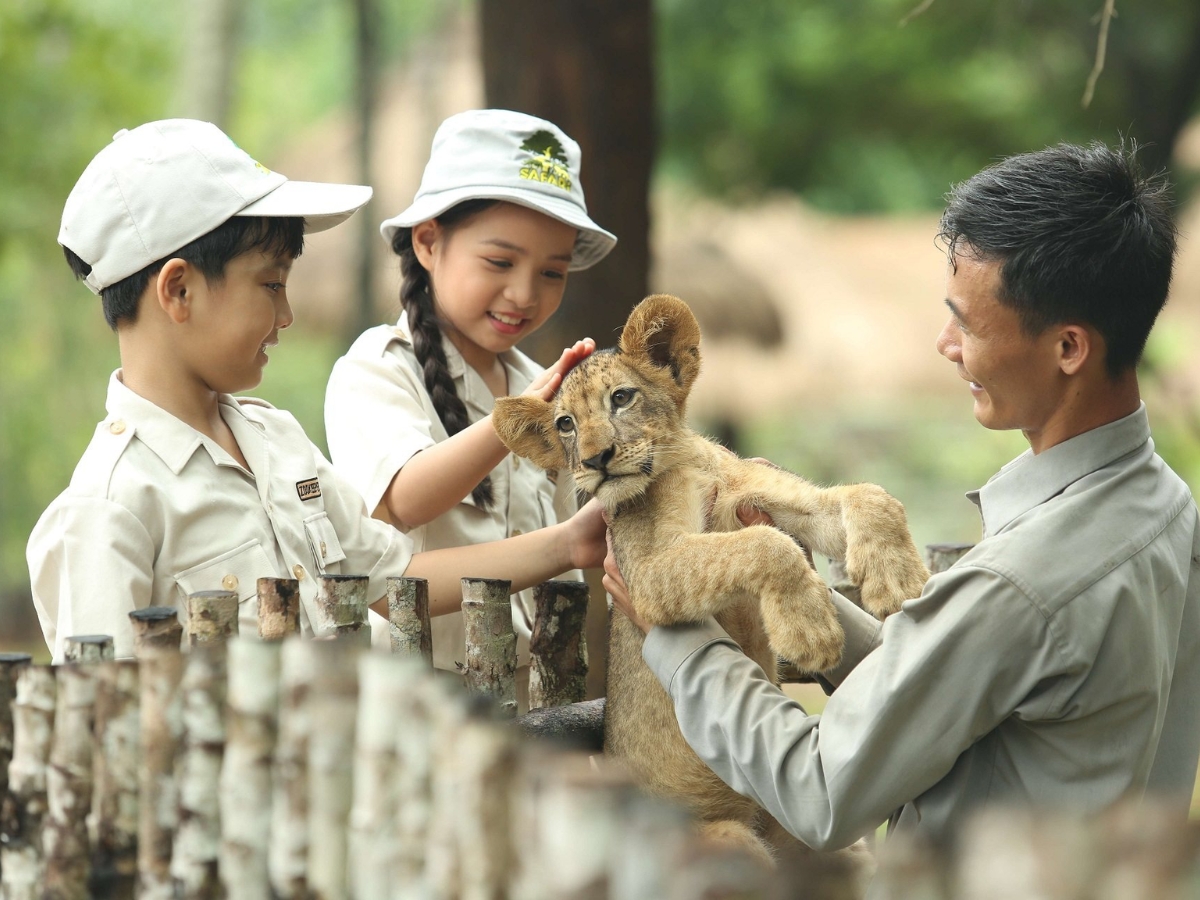 Các bạn nhỏ thích thú khám phá thế giới động vật hoang dã tại Vinpearl Safari. (Nguồn: Sưu tầm)