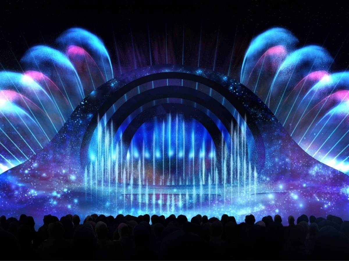 Hiệu ứng màn nước trong show Kiss of the Sea