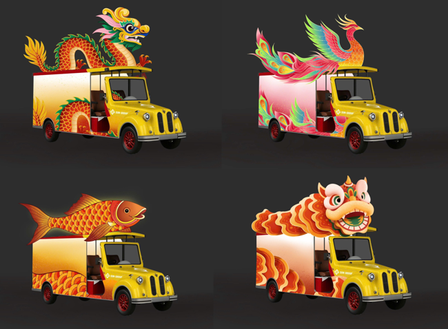 Những chiếc xe buggy được trang trí công phu với những hình tượng quen thuộc của Trung thu