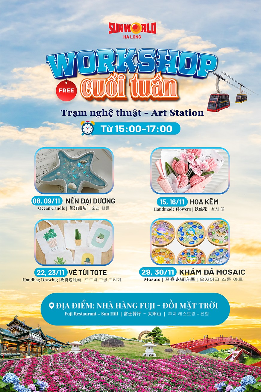 Lịch trình workshop “Trạm Nghệ thuật” tháng 11 tại Sun World Ha Long