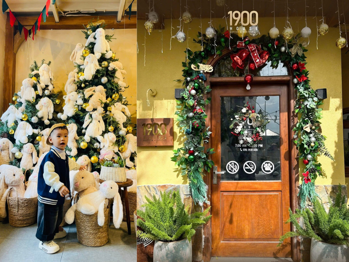 Một góc Noel yên bình với ánh đèn dịu nhẹ tại 1900 Coffee House