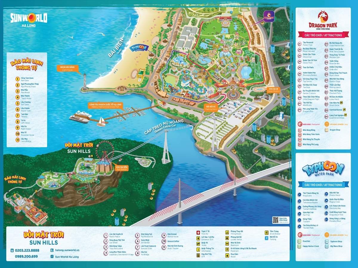 Khi nhìn vào sơ đồ Sun World Ha Long, bạn sẽ thấy toàn bộ khu vui chơi được chia thành ba phân khu chính.