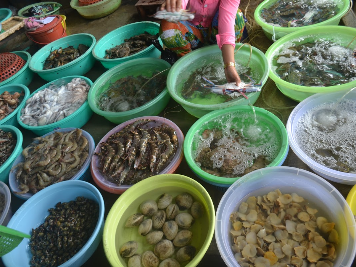 Hải sản Khánh Huyền nổi tiếng với cua ghẹ cù kỳ và cá biển tươi.