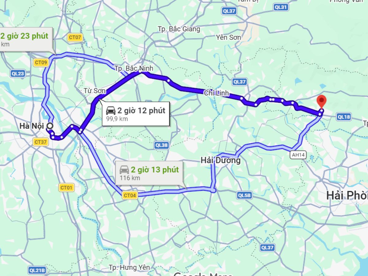 Thành phố Uông Bí cách Hà Nội từ 120-130 km.