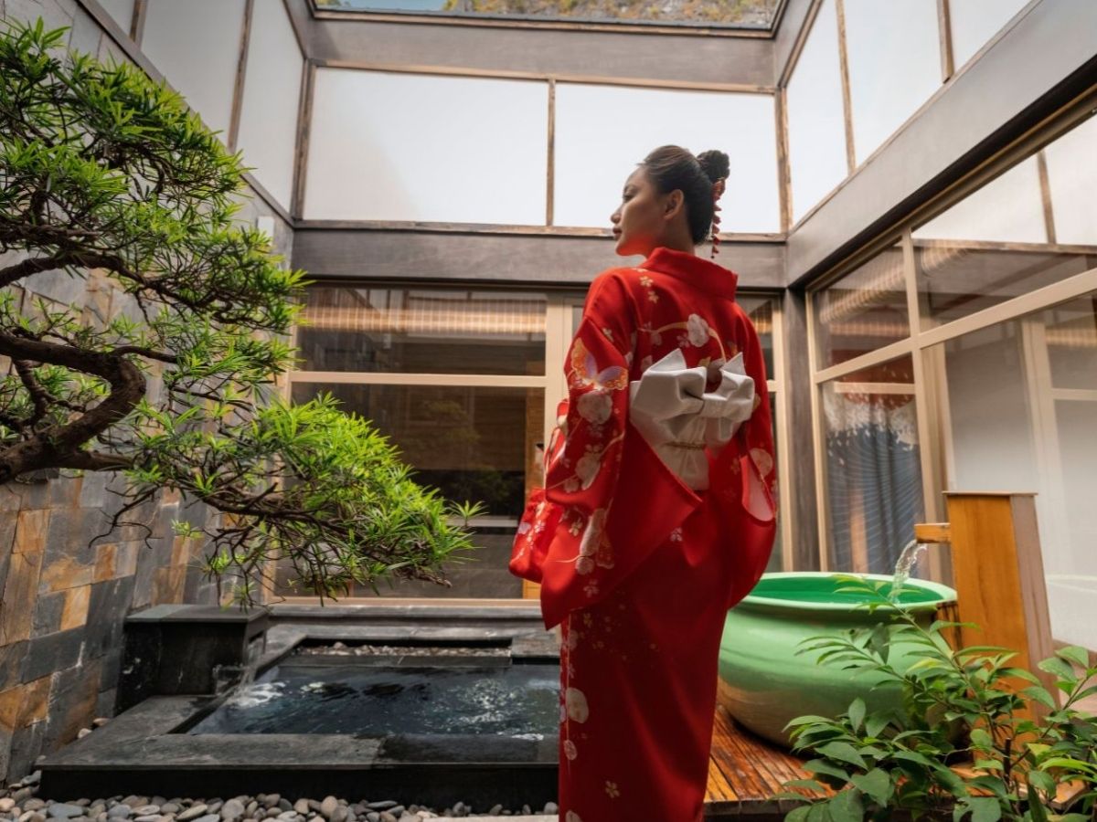 Không gian vườn Nhật và hiệu quả thư giãn từ nước khoáng nóng Quang Hanh