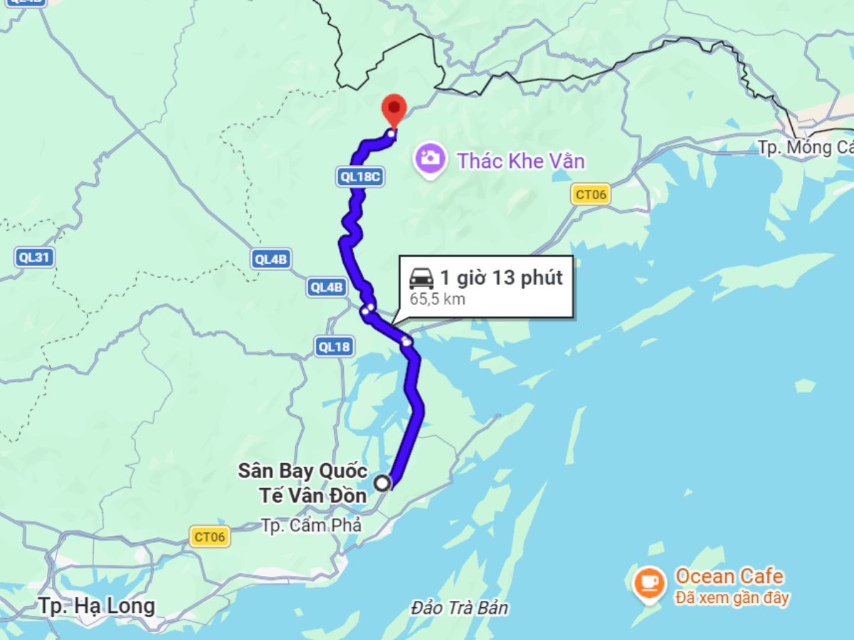 Từ sân bay Vân Đồn đến Bình Liêu khoảng 65 km