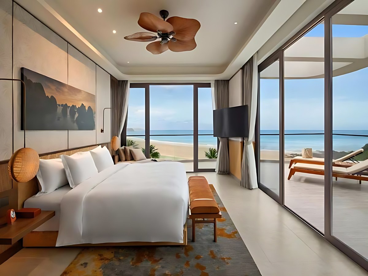 Phòng nghỉ Angsana Hạ Long rộng rãi với tầm nhìn hướng biển