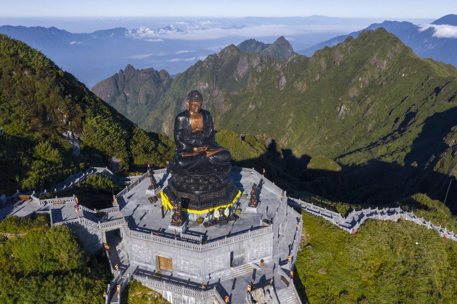 Majestic Great Buddha Statue of Amitabha on the peak of Fansipan mountain.