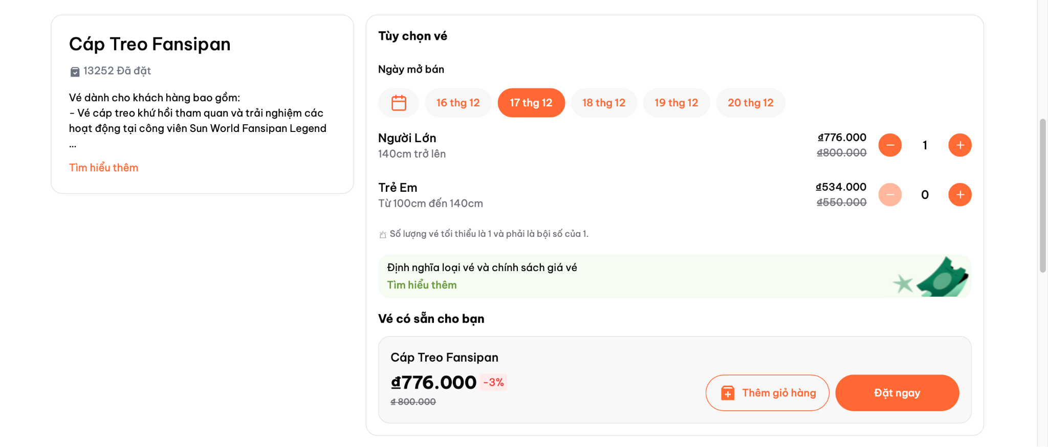 Du khách có thể dễ dàng mua vé online ngay trên website của Sun World Fansipan Legend