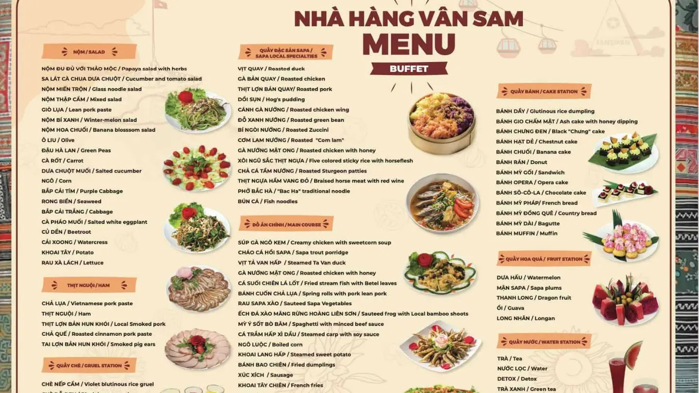 Đa dạng món ăn từ món Việt đến món Âu - Á cho du khách lựa chọn