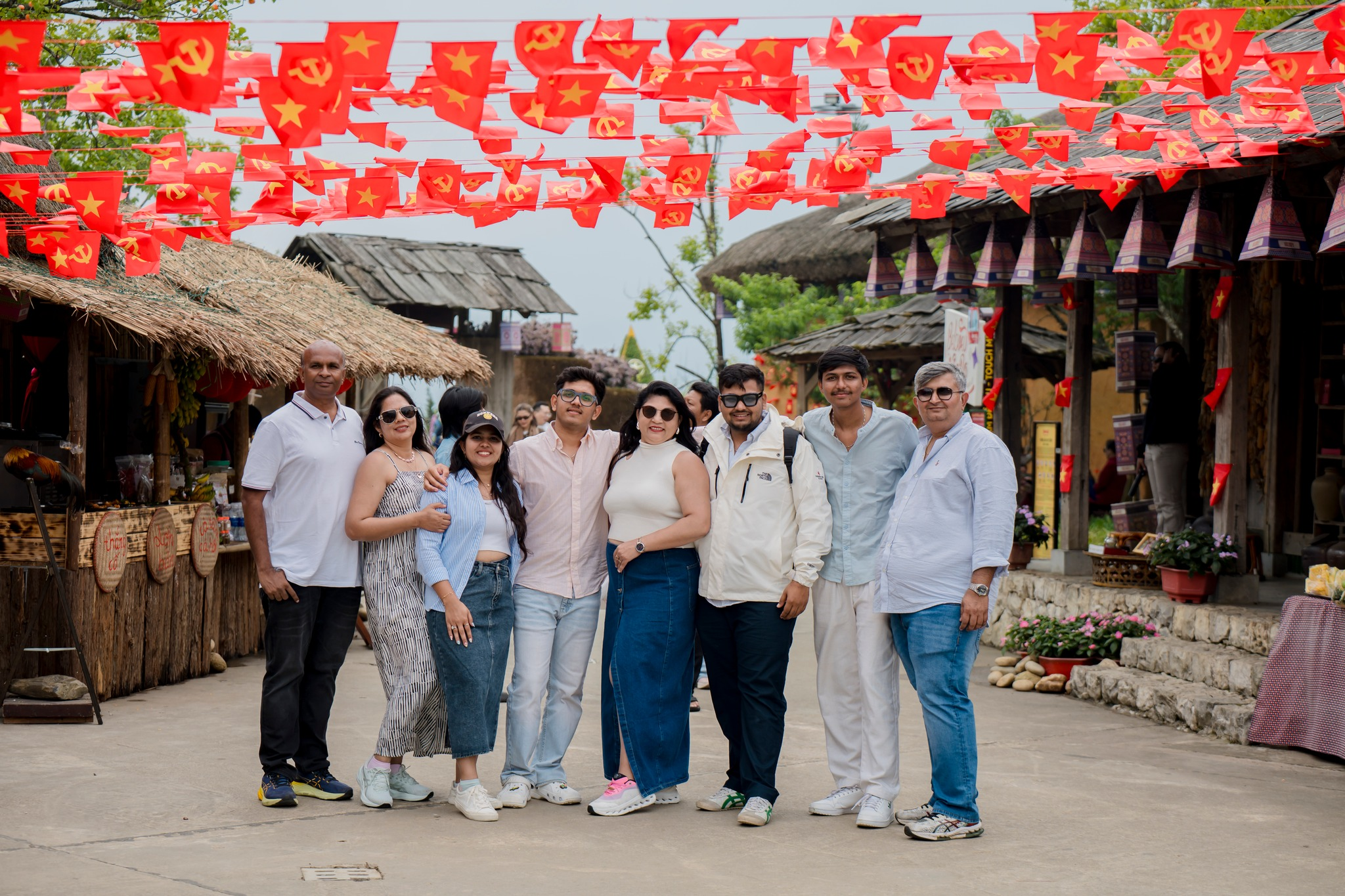 Indian tourists enjoy the fresh and cool air on the summit of Fansipan.