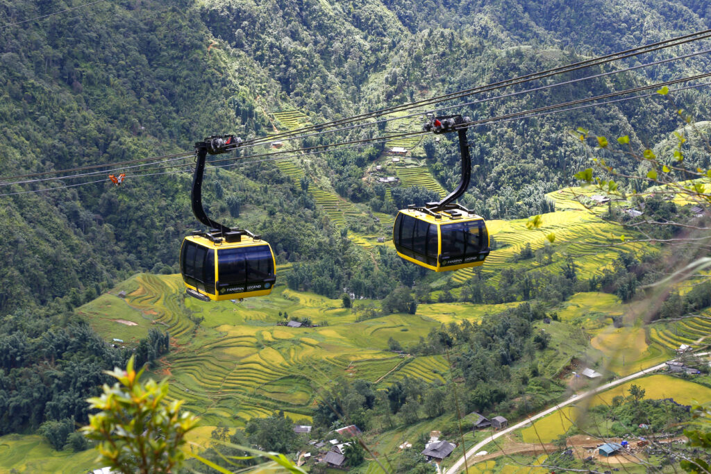 The majestic natural scenery of Northwest Vietnam as seen from the Fansipan cable car