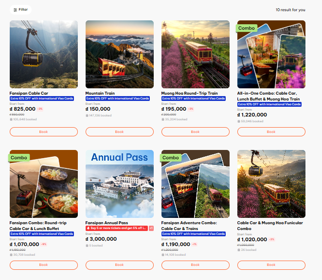 Visitors can easily purchase cable car tickets directly on the Sun World Fansipan Legend website