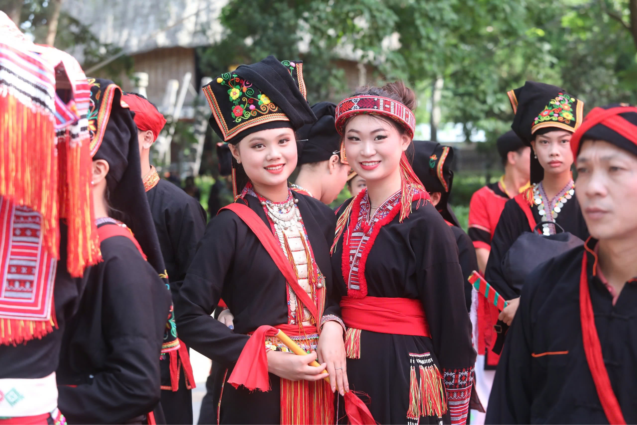 Red Dao women in traditional attire
