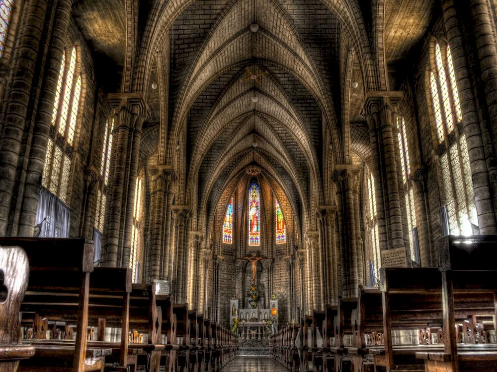 The interior of the Sapa Stone Church