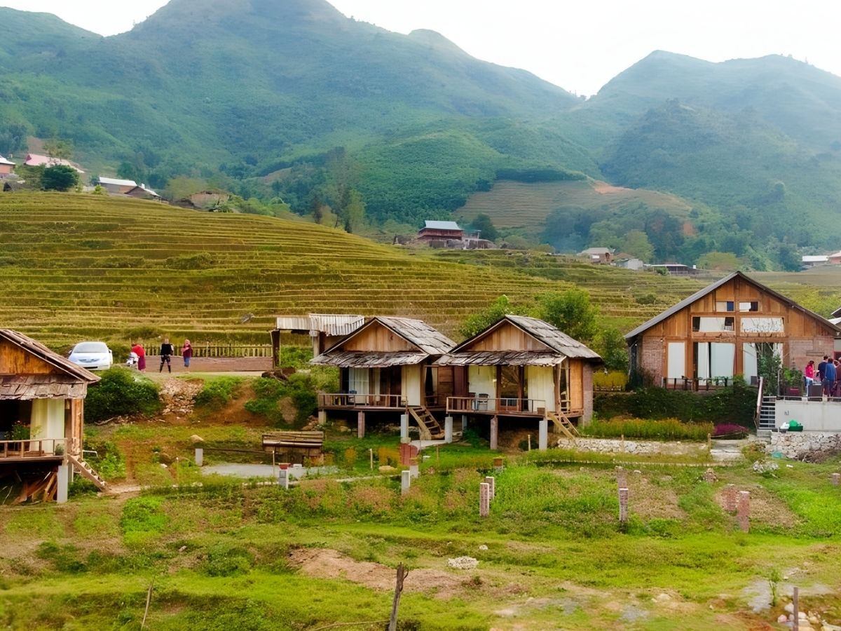 Kiến trúc tại Cơmlam Eco House Sa Pa lấy cảm hứng từ nhà sàn truyền thống của các dân tộc. (Nguồn sưu tầm)