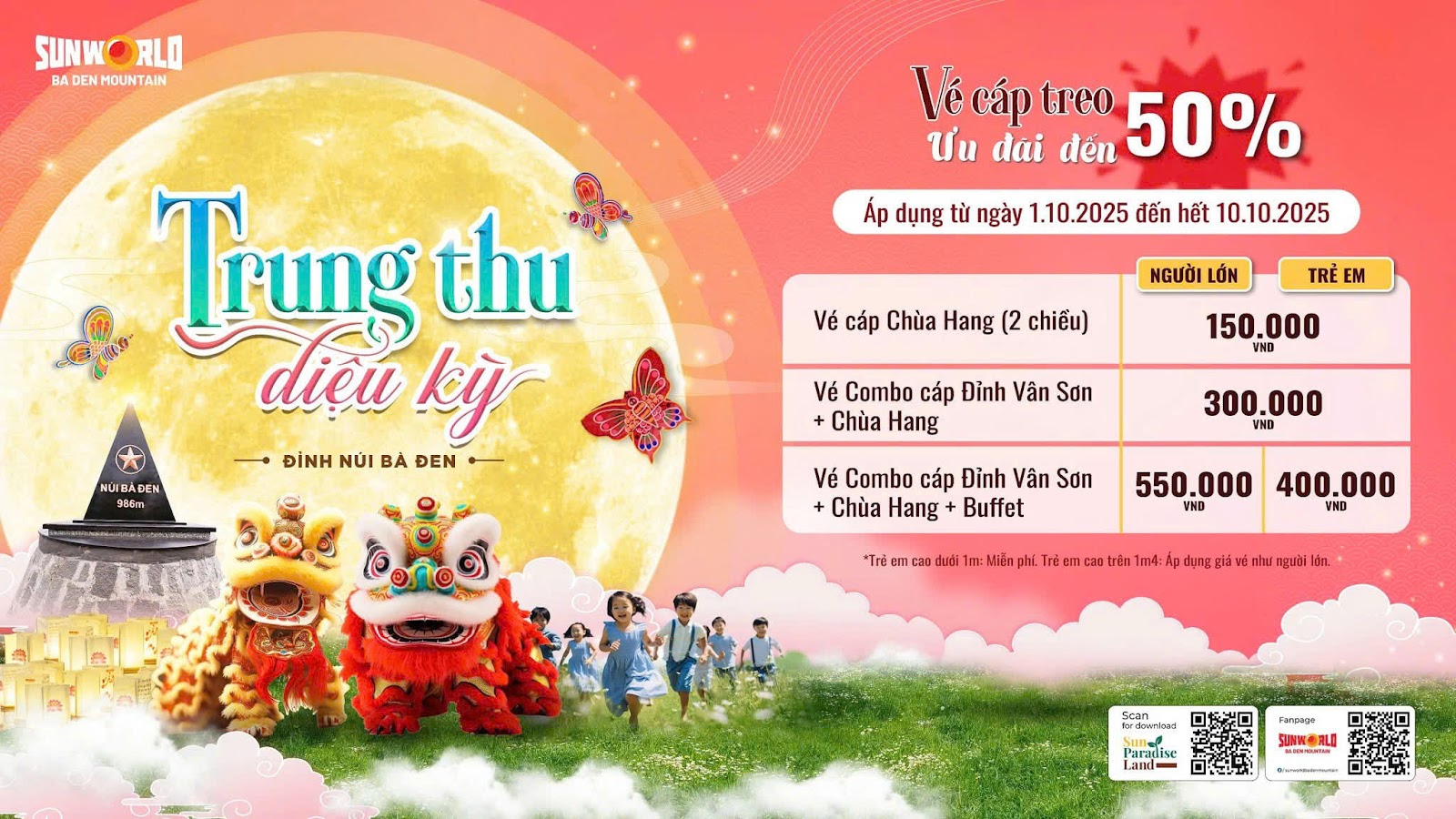 Du lịch Núi Bà Đen Tây Ninh trong dịp lễ Trung thu để nhận ưu đãi vé cáp treo.