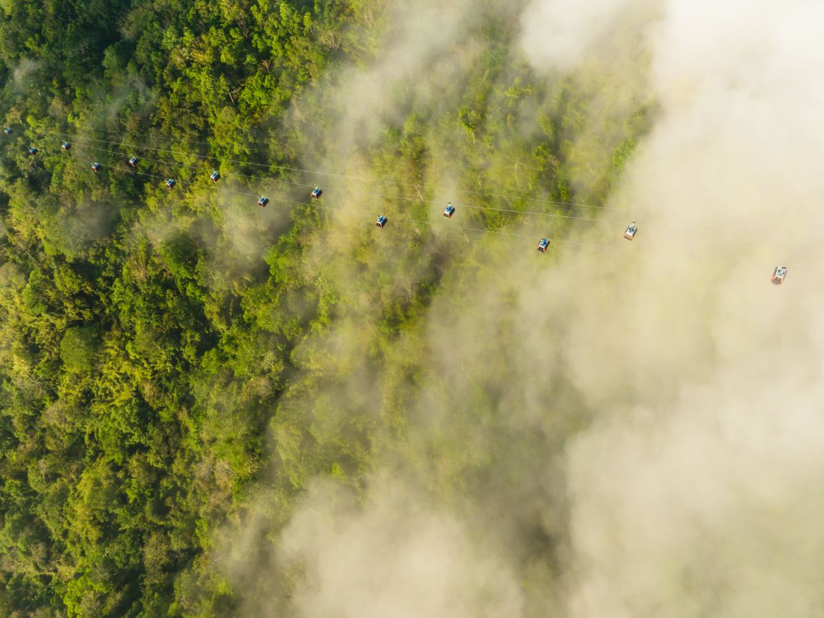 Không gian xanh bên dưới cáp treo hiện đại