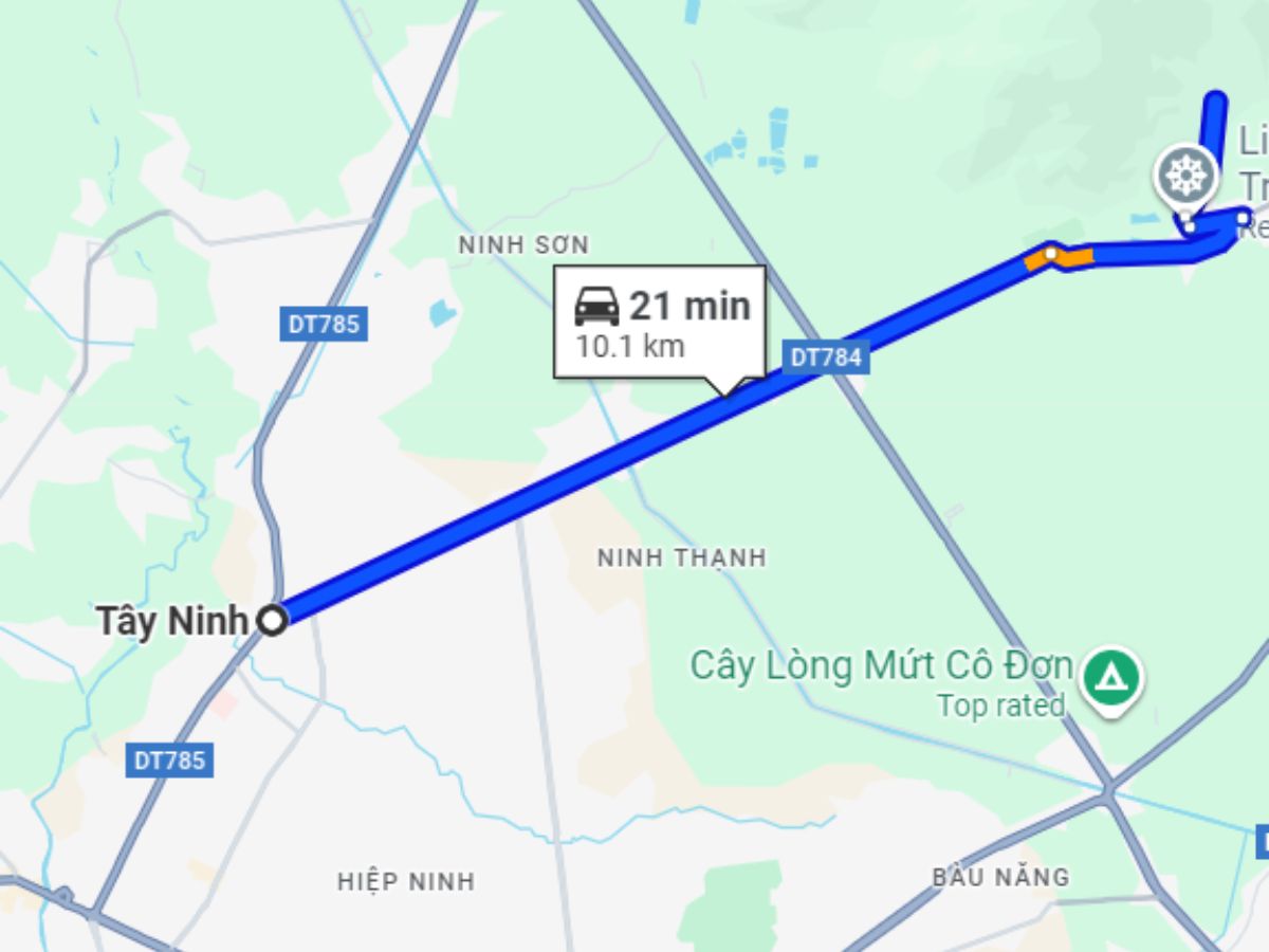 Quãng đường từ trung tâm Tây Ninh đến chùa Quan Âm