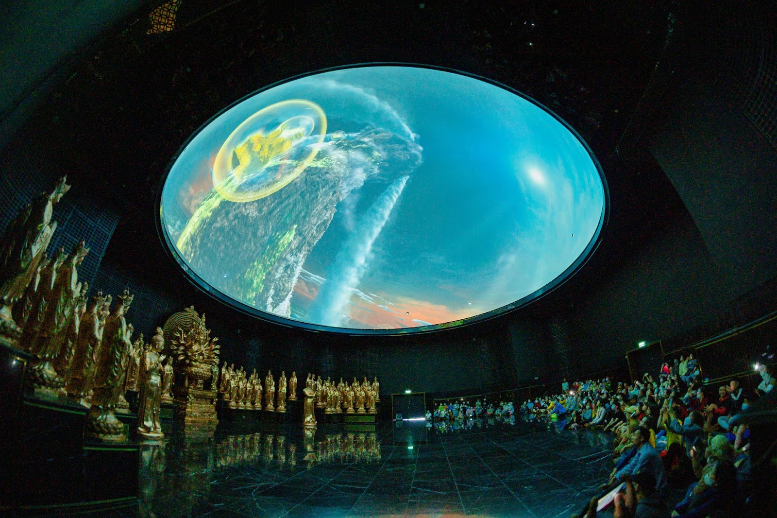 The immersive 3D mapping area within the Sun World Ba Den spiritual complex