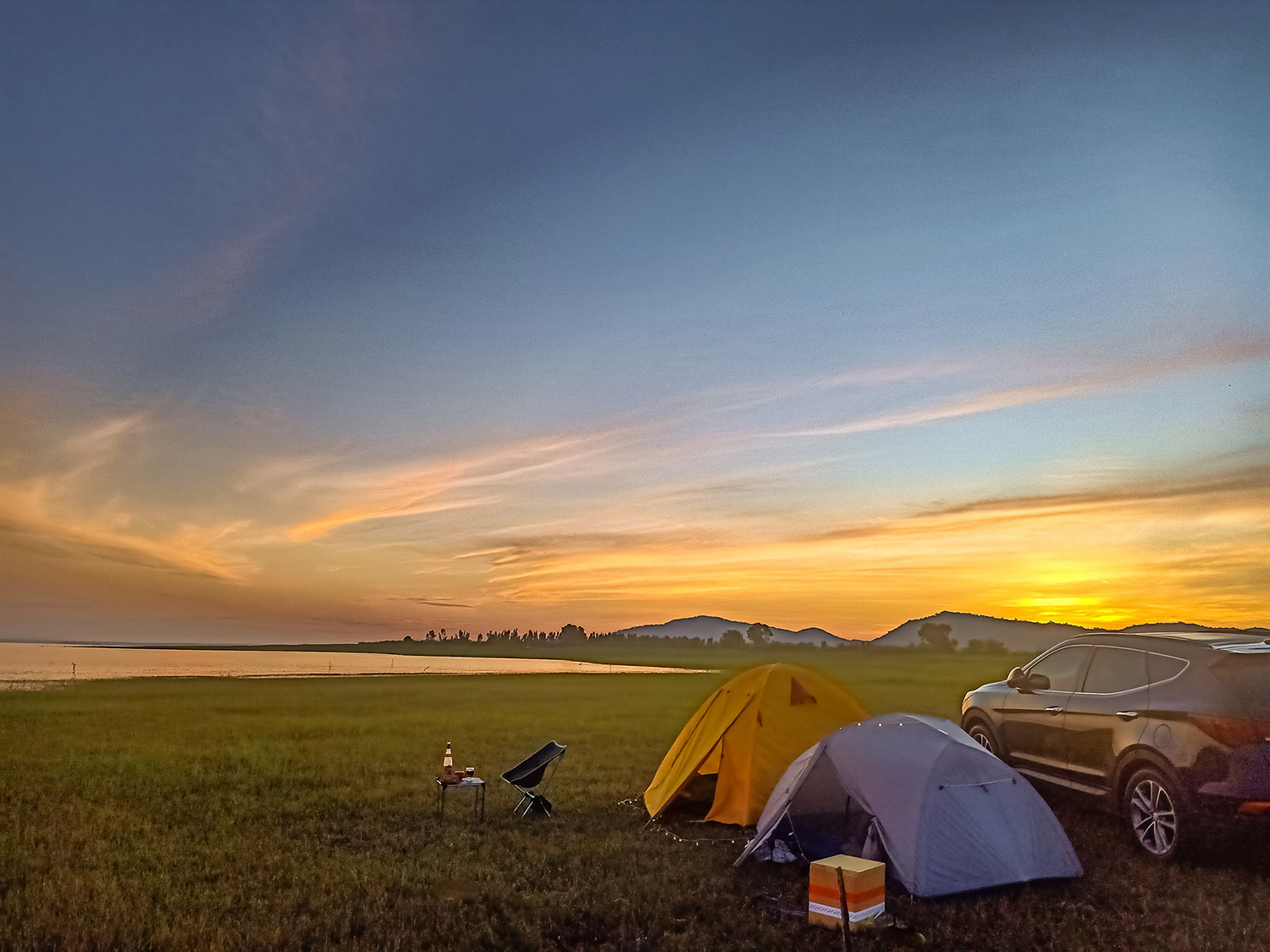 A serene sunset over Dau Tieng Lake