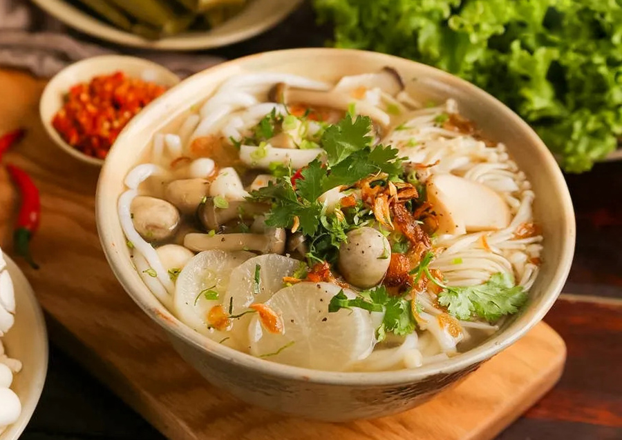 Vegetarian Banh Canh is a signature Tay Ninh dish