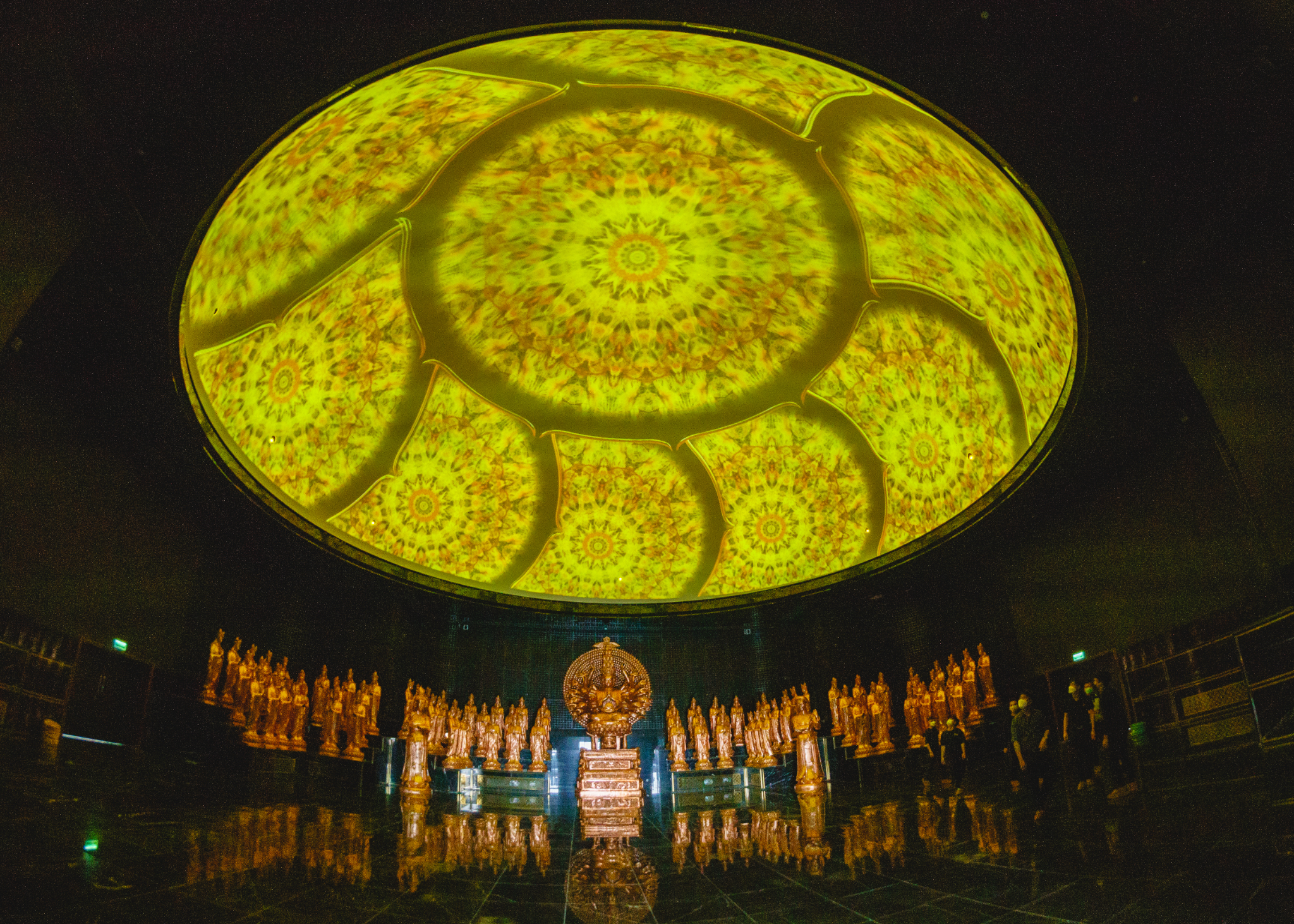 The interior space of the Buddhist exhibition center on Ba Den Mountain